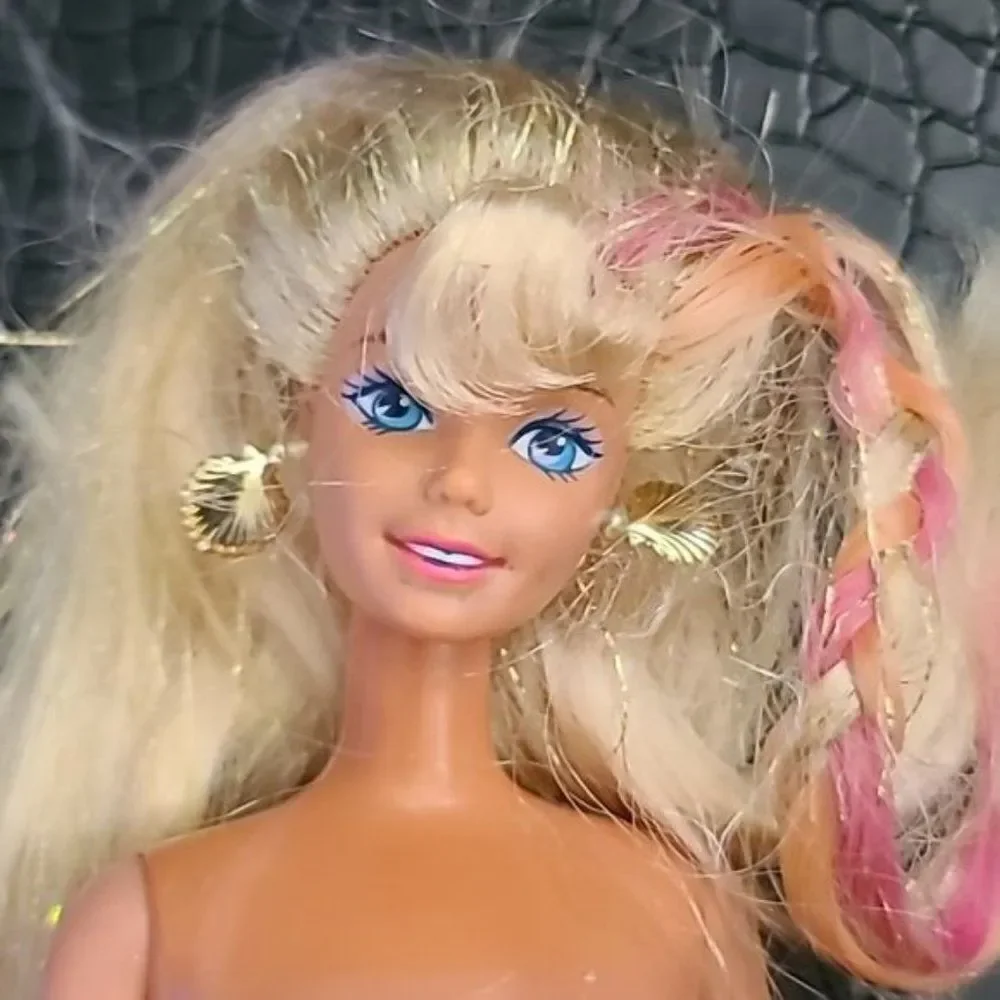 Vintage Mattel 1996 Splash n Color Barbie Blonde Pink Braided Hair Indonesia